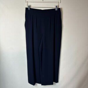 1.STATE Navy Crepe Wide Leg Pants Pleated Trouser